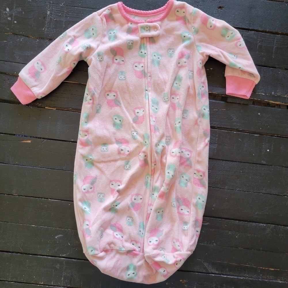 Just One You Carter's Baby Girl 0-9 Months Light Pink Fleece Sleep Sack Owls
